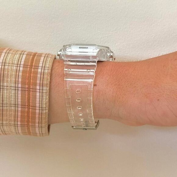 Clear Digital Watch White Accents Unisex Y2K Style Quartz New - Picture 5 of 7